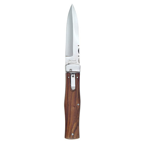 Cuchillo lanzador RWL34 con mango de palisandro o nogal turco y funda de cuero