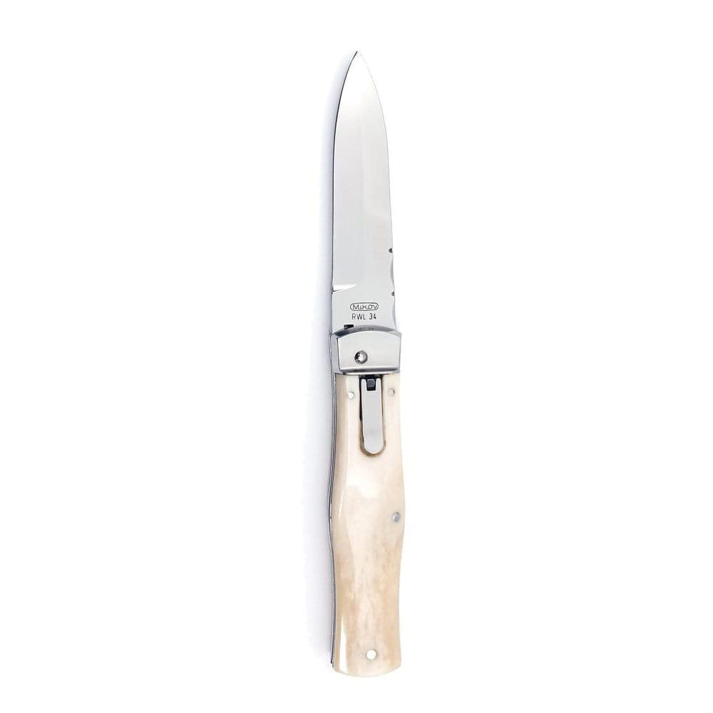 Cuchillo arrojadizo WILDCAT con hoja RWL34 y empuñadura de hueso