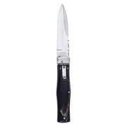 Cuchillo lanzador WILDCAT RWL34 con mango de cuerno de bufalo y funda de cuero, hoja 95 mm