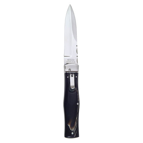 Cuchillo lanzador WILDCAT RWL34 con mango de cuerno de bufalo y funda de cuero, hoja 95 mm
