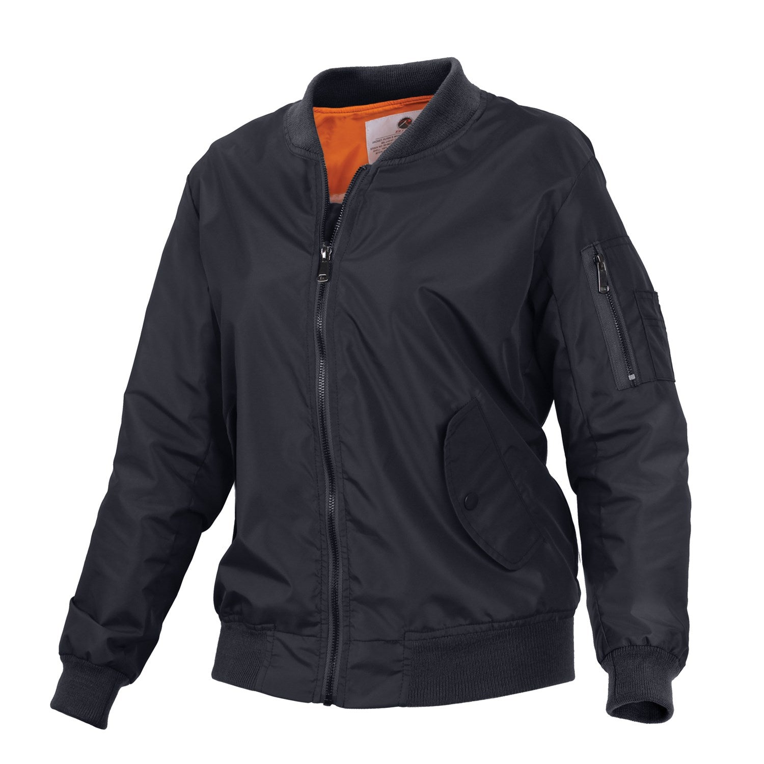 Chaqueta bomber MA-1 femenina negra, réplica impermeable