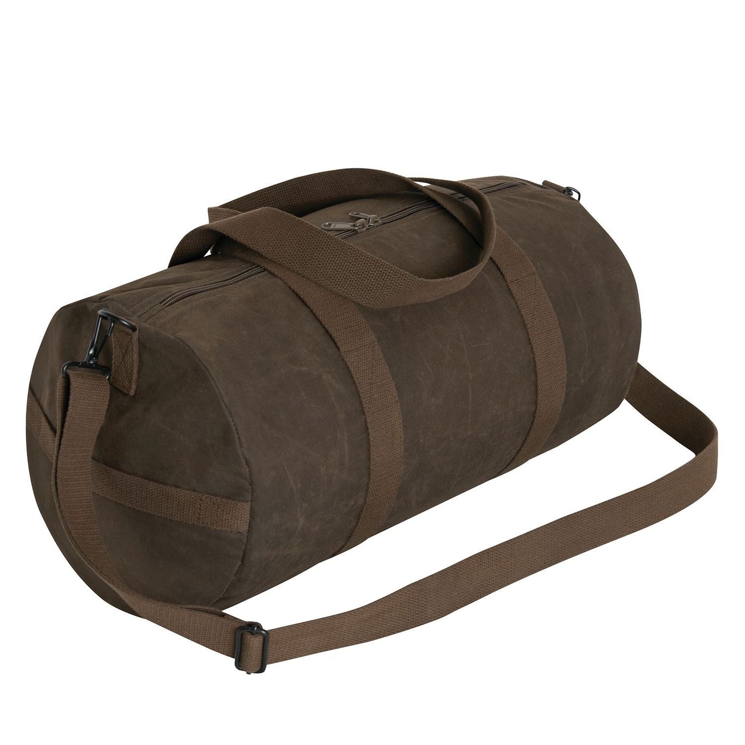 Bolsa duffle encerada verde de lona 48 x 23 cm, correa ajustable y bolsillo lateral
