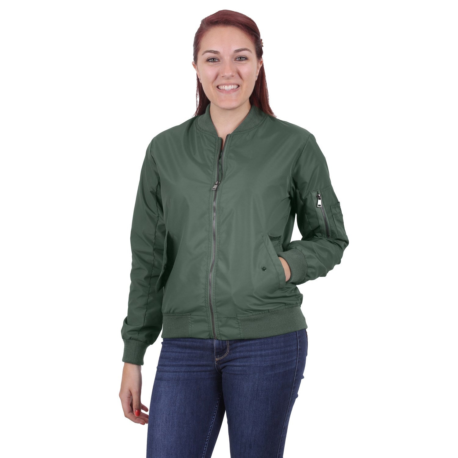Chaqueta bomber mujer MA-1 Flight Sage verde - corte femenino y material resistente al agua