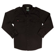 Camisa militar VAGE FATIGUE negra con acabado ligeramente lavado y aspecto vintage