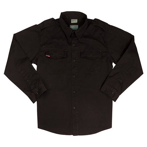 Camisa militar VAGE FATIGUE negra con acabado ligeramente lavado y aspecto vintage