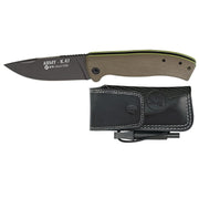 Navaja táctica ARMY K.47 con funda de cuero y pedernal de emergencia