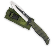 Navaja plegable K25 G10 con empuñadura verde y funda