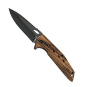 Navaja de bolsillo ZEBRA WOOD con hoja negra de 8,8 cm