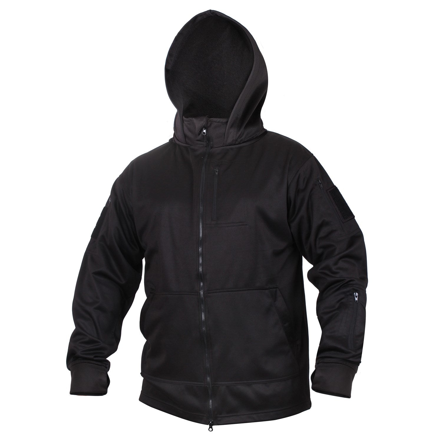 Chaqueta TACTICAL con capucha en color negro vista frontal