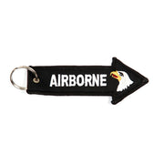 Llavero negro bordado con inscripción AIRBORNE y águila