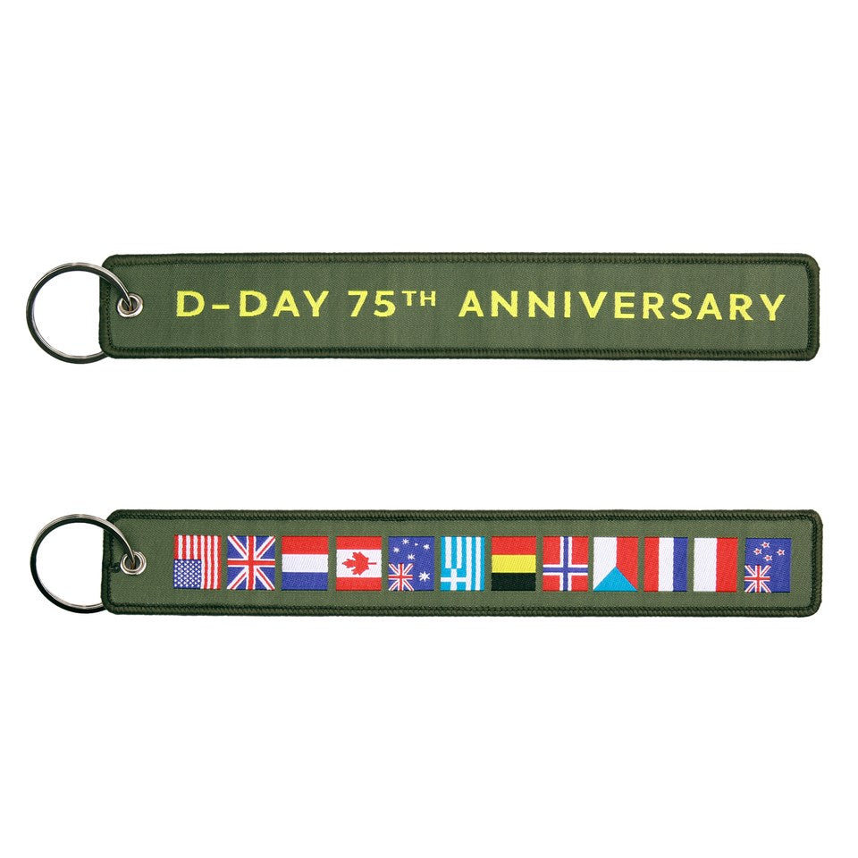 Llavero D-DAY 75 aniversario verde, nylon 100%, 205 x 30 mm, con anilla metálica