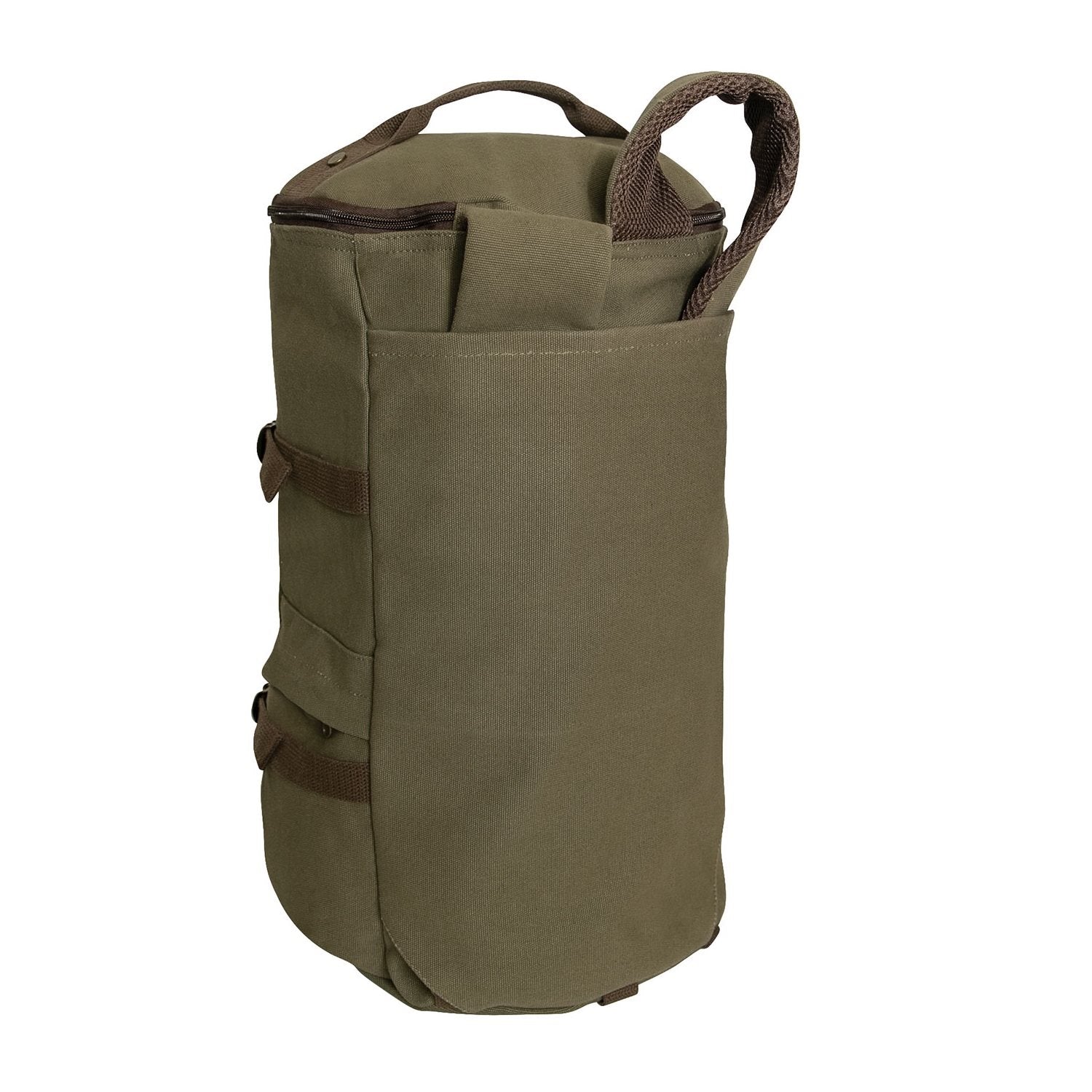 Bolsa convertible 19" de lona, vista frontal con asas y correas