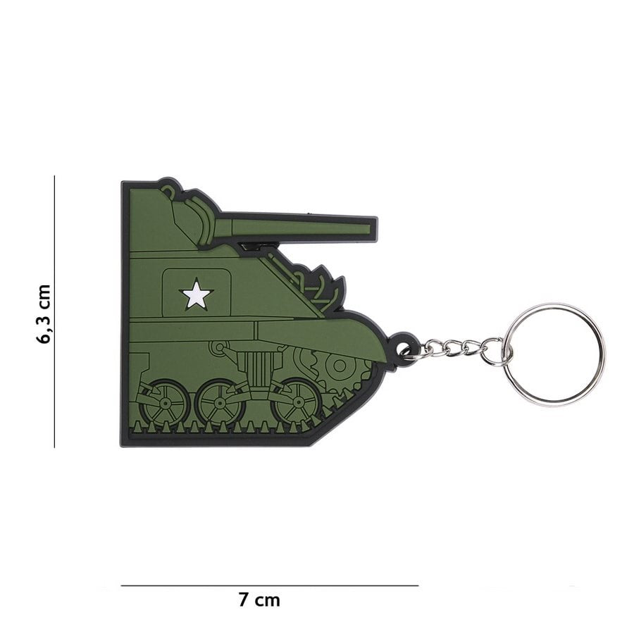 Llavero pieza de tanque Sherman en plástico, 7 x 6,3 cm