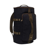 Bolsa convertible 19'' de lona negra y marron, convertible en mochila, saco o bolso, 48x28 cm