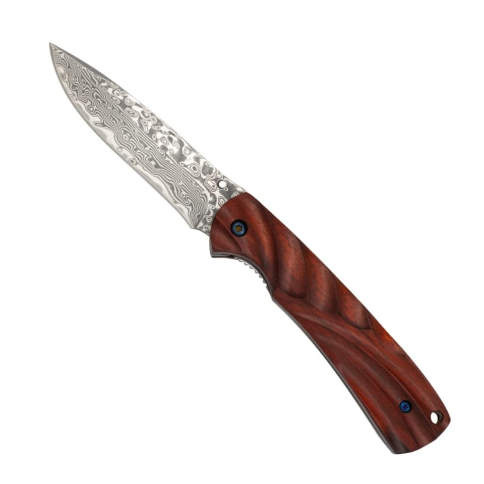 Navaja plegable 25168 con hoja de damasco de 67 capas