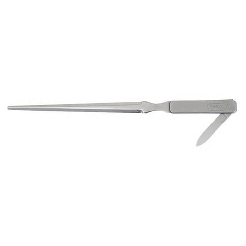 Abrecartas de acero inoxidable con empuñadura de acero y funda PVC, 240 mm