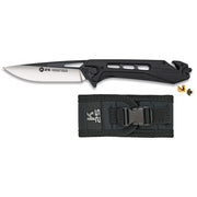 Navaja táctica K25 TACTICAL XL negra con funda, para porte EDC y uso en terreno