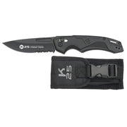 Navaja plegable táctica K25 25245 negra con funda, compacta y resistente para EDC y uso outdoor básico