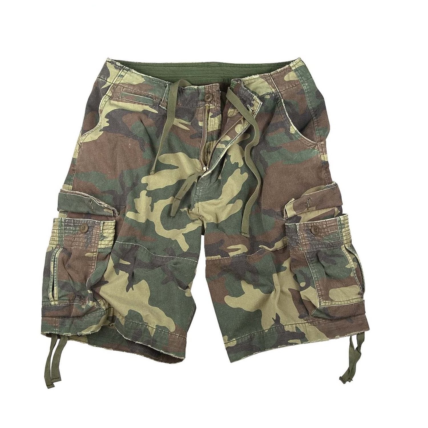 Pantalones cortos BDU Rothco en camuflaje Woodland, algodón resistente y diseño prolongado