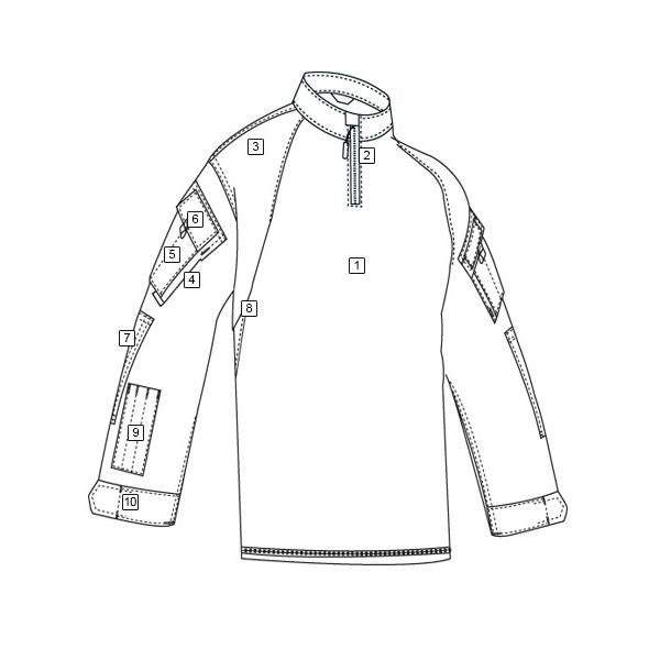 Camisa táctica COMBAT TRU 1/4 ZIP con cuerpo Cordura Baselayer y hombros rip-stop - Tru-Spec