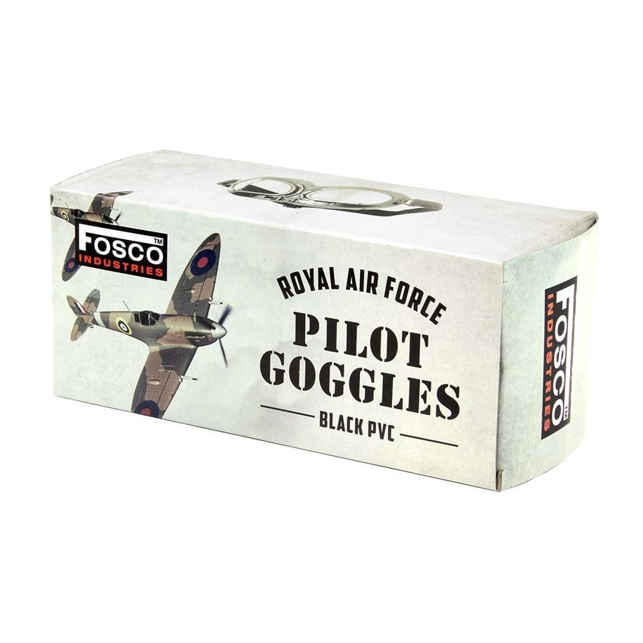 Gafas tipo RAF negras con acolchado y correa elástica ajustable