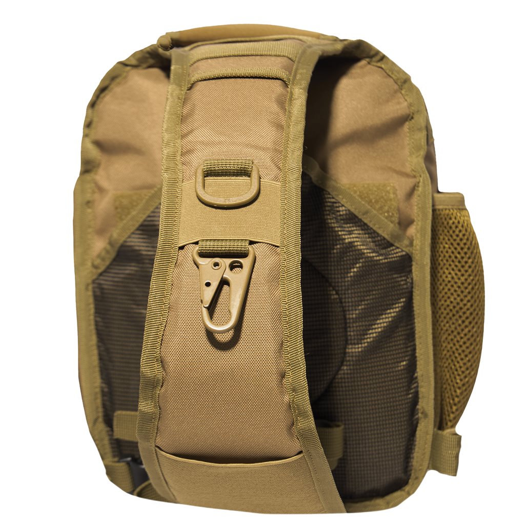 Mochila TACTISLING COMPACT coyote, sling de un solo hombro con acceso frontal rápido