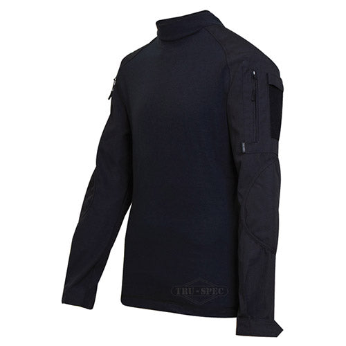 Camisa táctica COMBAT Rip-stop negra Tru-Spec, vista frontal