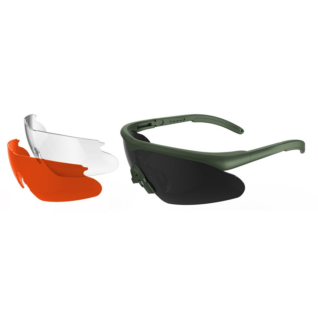 Gafas Raptor Pro negras con juego de 3 cristales ahumado, claro y naranja