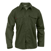 Camisa militar VAGE verde manga larga con acabado vintage