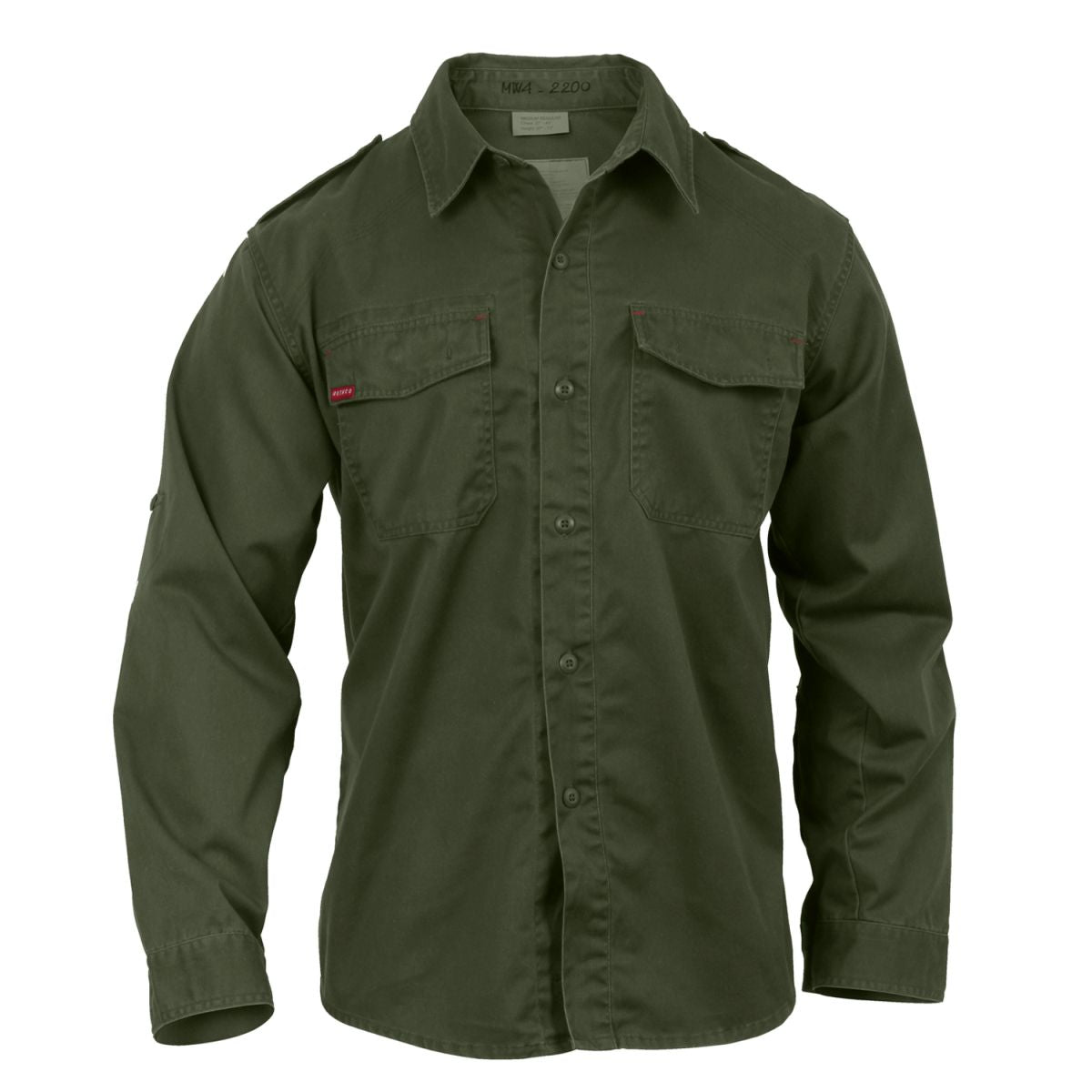 Camisa militar VAGE verde manga larga con acabado vintage