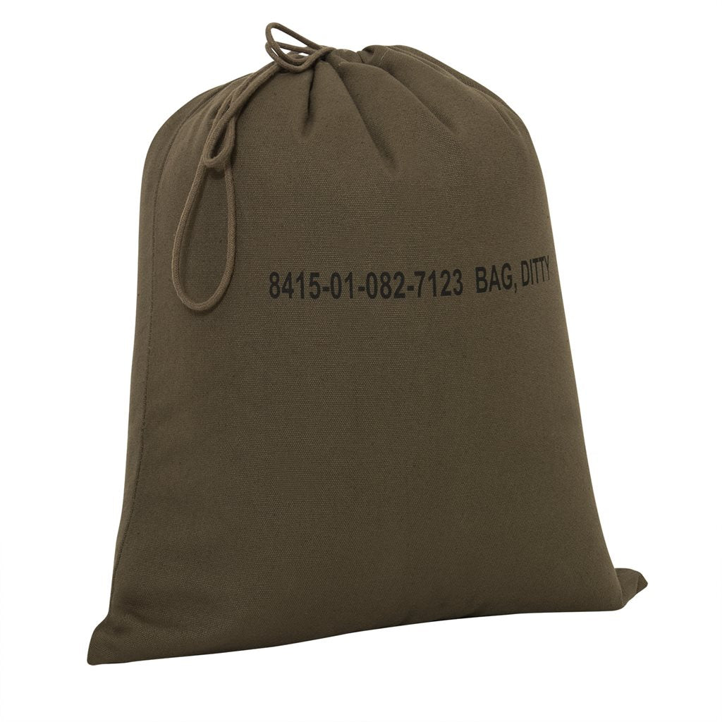 Bolsa de algodón verde U.S. con cordón y estampado en un lado, 40 x 48 cm
