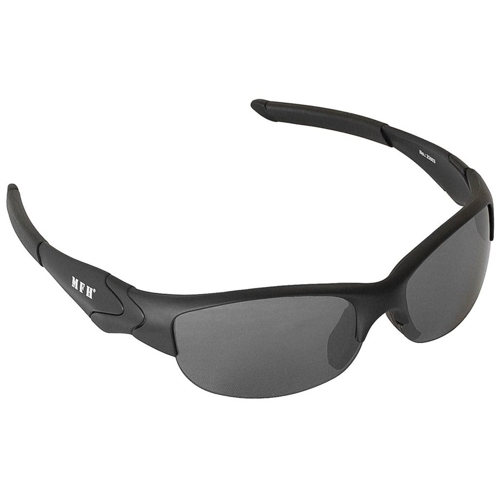 Gafas Mission con cristales ahumados y montura negra, lentes de policarbonato con protección UV 400