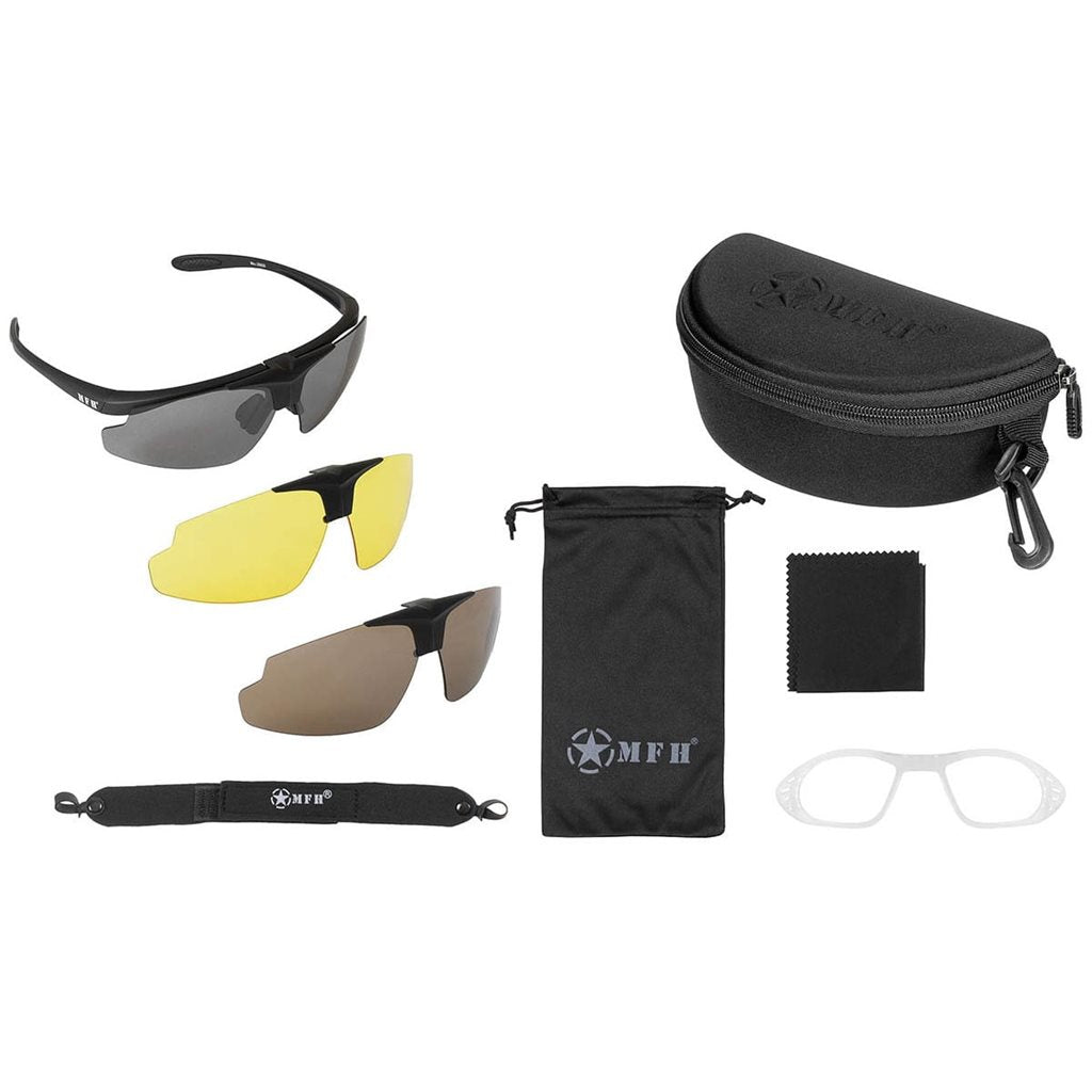 Gafas HAWK con 3 lentes intercambiables (amarilla, ahumada, marrón) y estuche