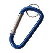 Mosquetón metálico azul con anilla para llaves (mosquetón 60 mm, anilla 23 mm)