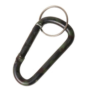 Mosquetón metálico camuflado WOODLAND con aro para llaves, aprox. 60 mm y aro 23 mm
