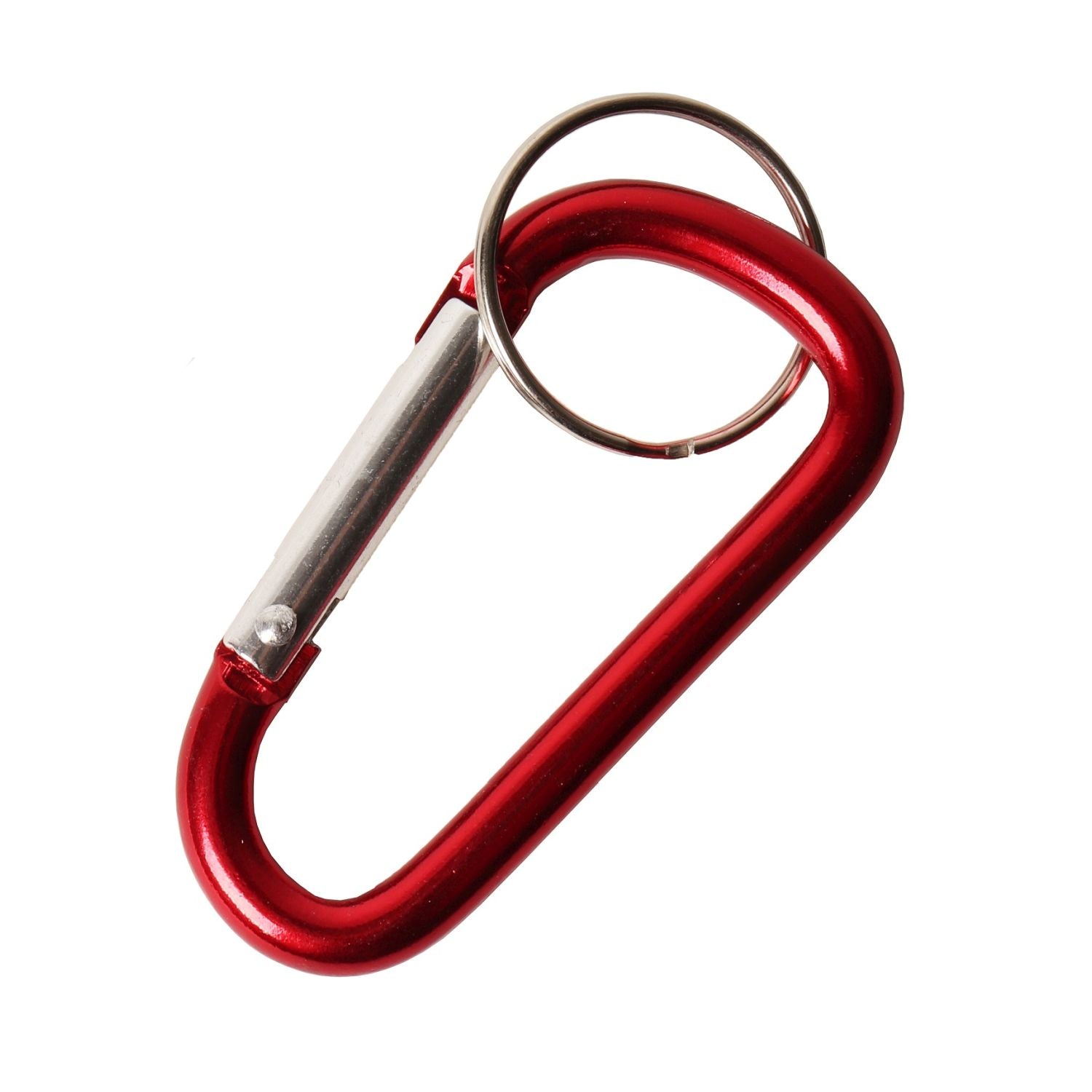 Mosquetón rojo con anilla para llaves, mosquetón 60 mm, anilla 23 mm