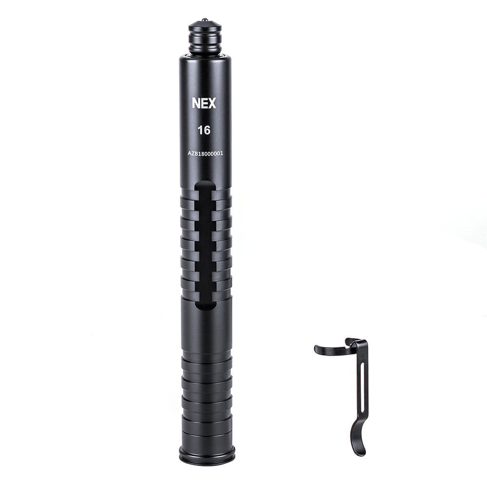 Porra extensible telescópica NEX WALKER 16" negra, cierre por botón, compacta y ligera