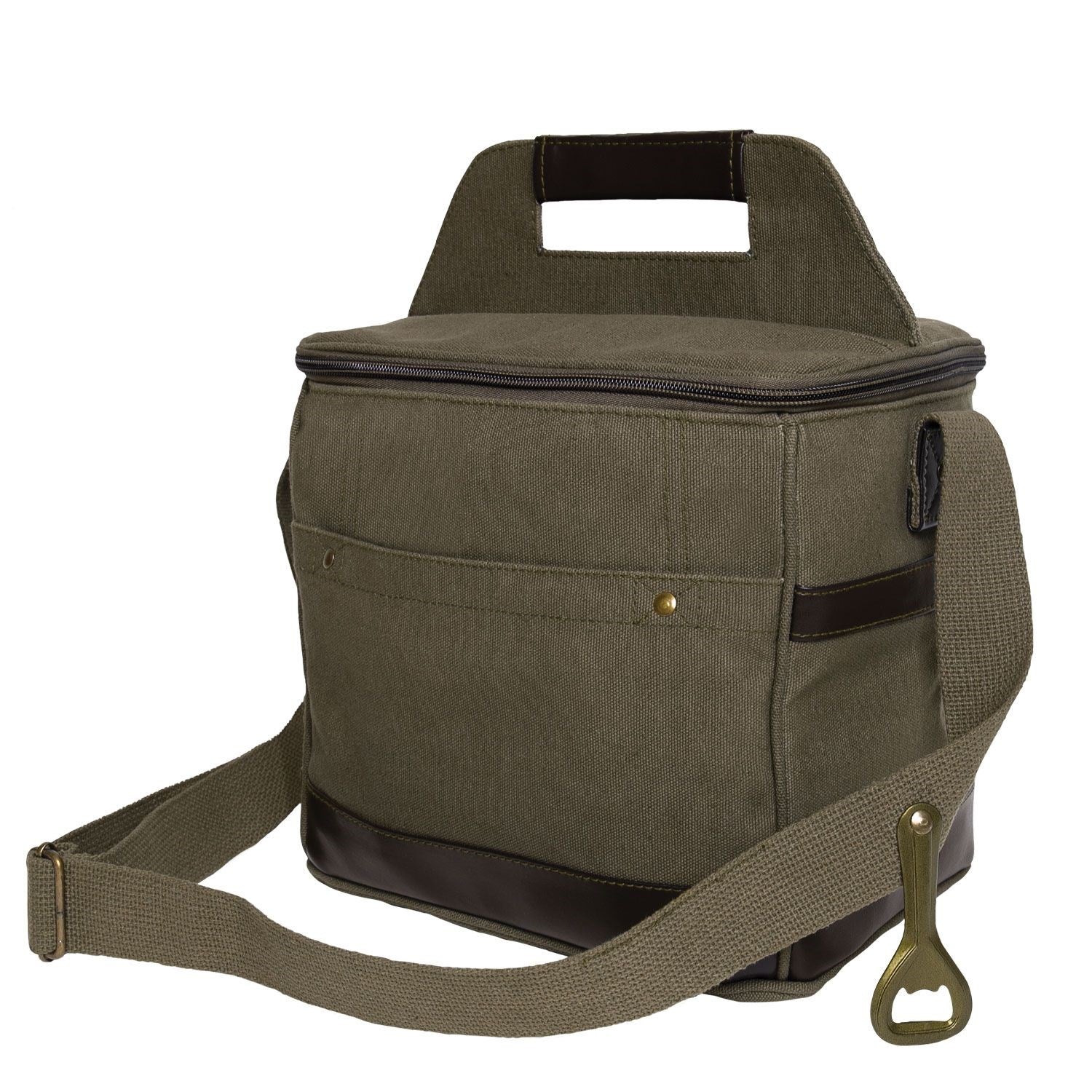 Bolsa cooler de lona COYOTE para 6 botellas con abridor en correa, 25,5x25,5x19 cm
