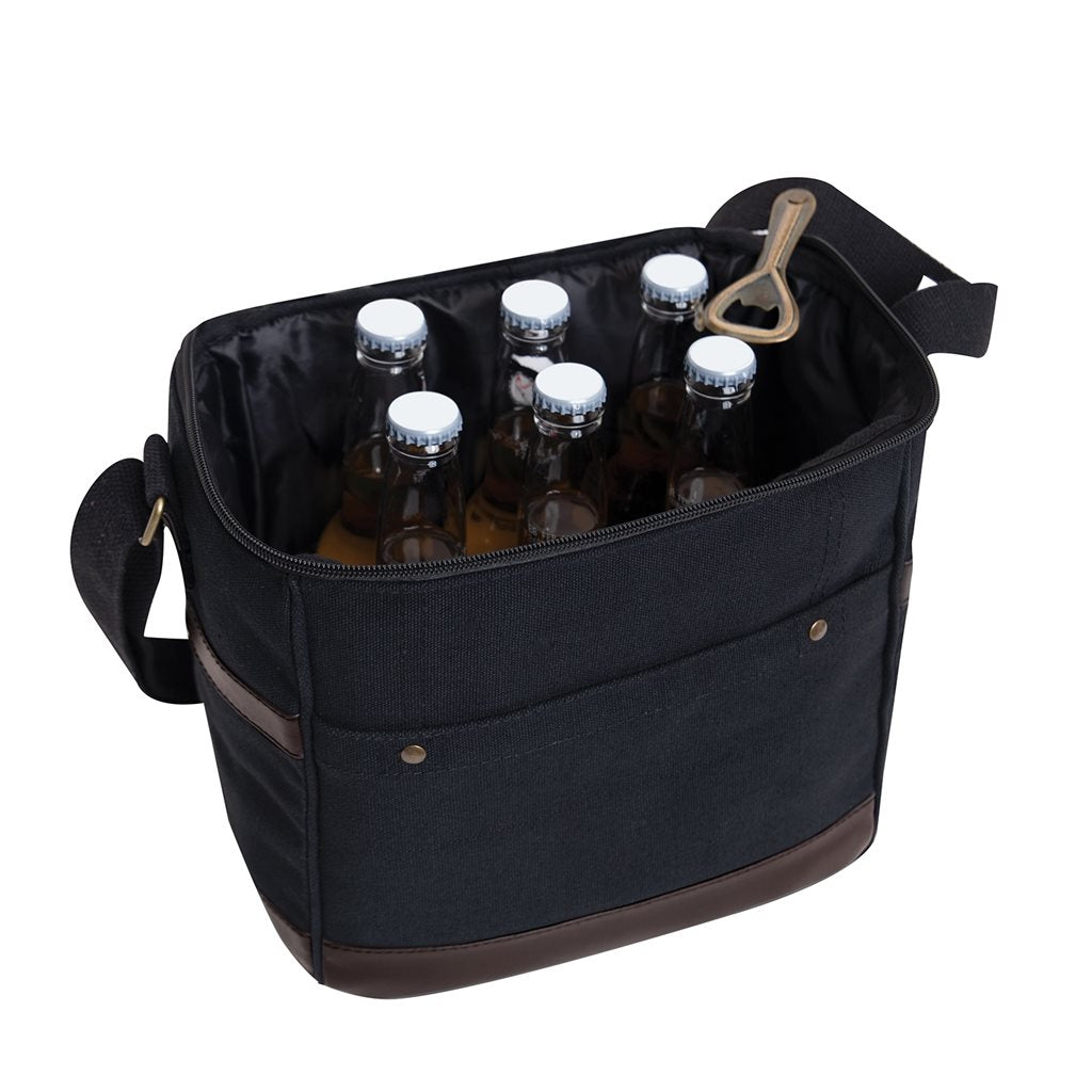 Bolsa cooler de lona COYOTE para 6 botellas con abridor en correa, 25,5x25,5x19 cm