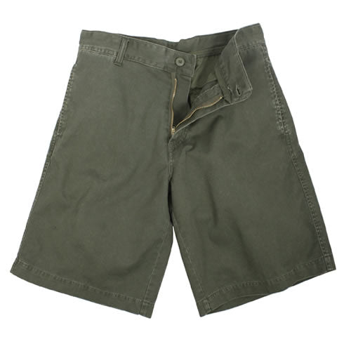 Pantalones cortos verdes vintage de algodón con 5 bolsillos y cremallera