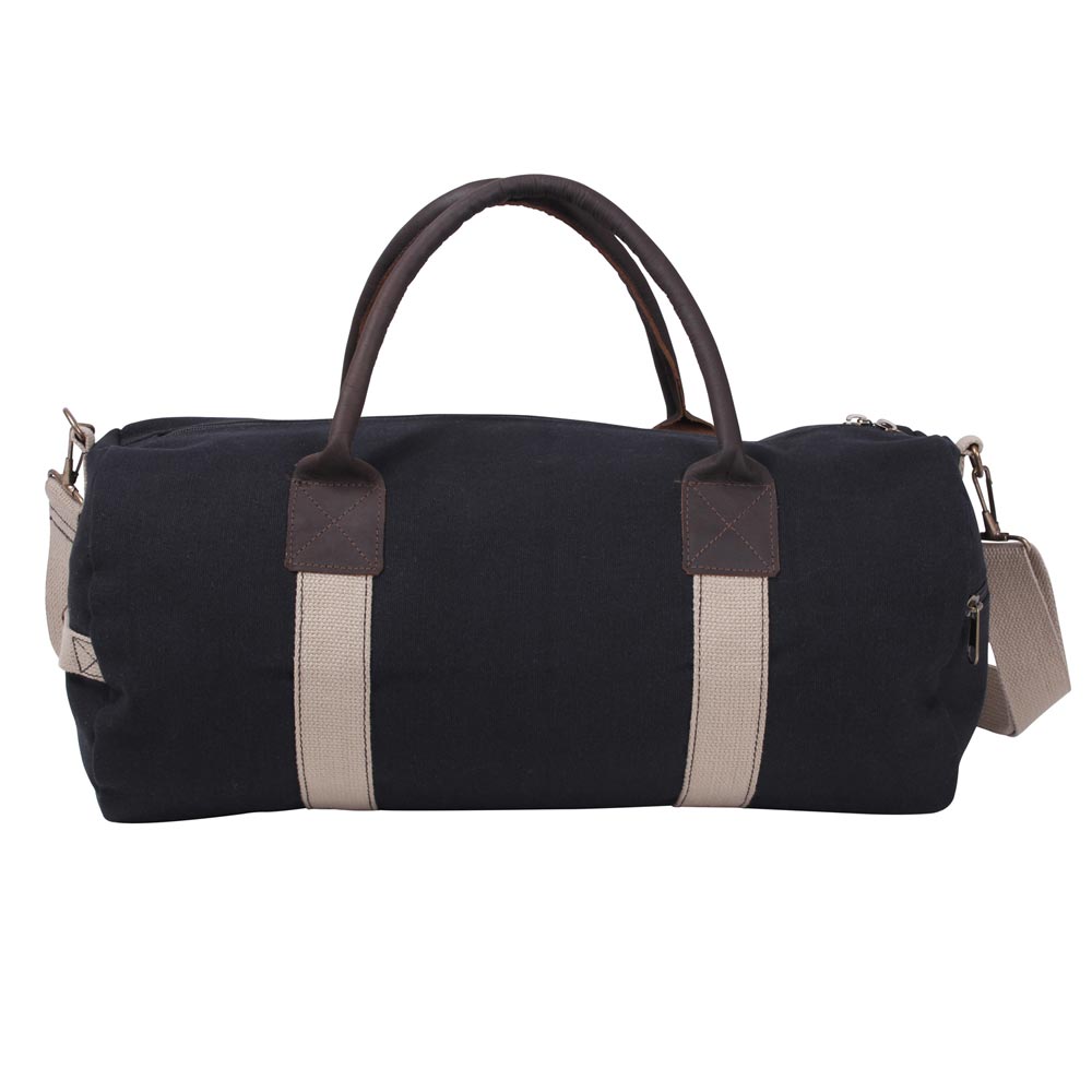 Bolso bandolera GYM negro de lona con detalles de cuero, aprox. 48 x 25 cm