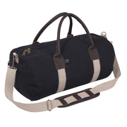 Bolso bandolera GYM negro de lona con detalles de cuero, aprox. 48 x 25 cm