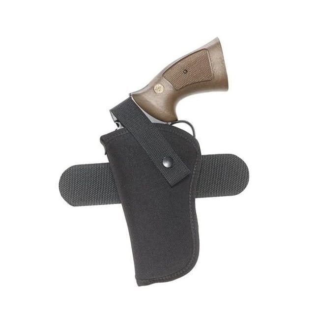 Funda lateral de cinturón zurda para revólver hasta 4" con hebilla de acero