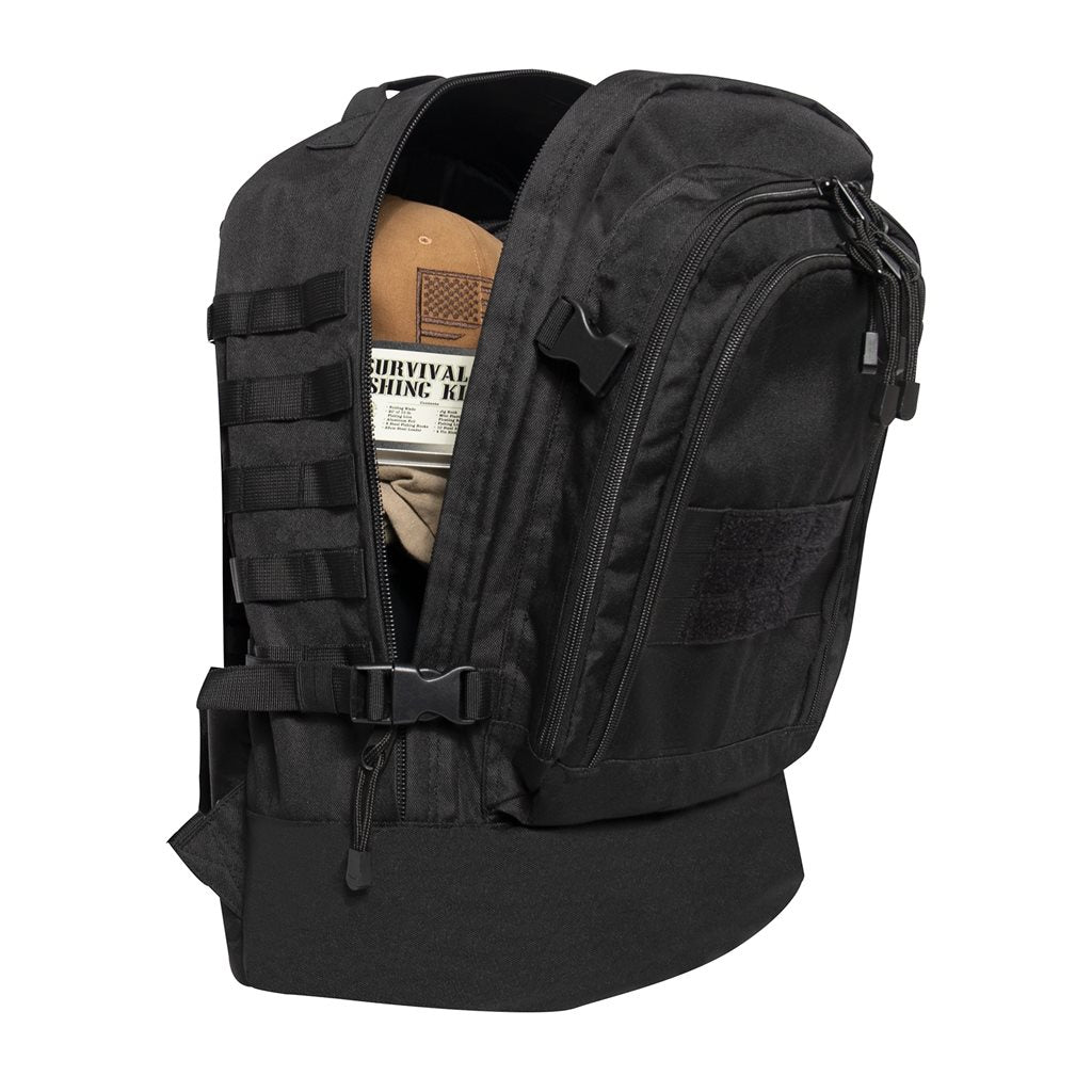 Mochila SKIRMISH Assault 3 días negra con sistema de espalda cómodo, correas de compresión y tres compartimentos