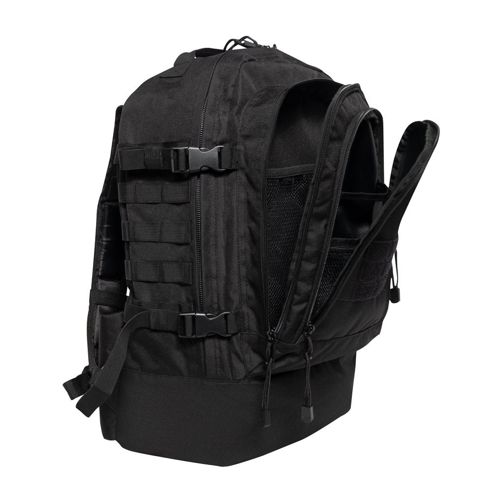 Mochila SKIRMISH Assault 3 días negra con sistema de espalda cómodo, correas de compresión y tres compartimentos