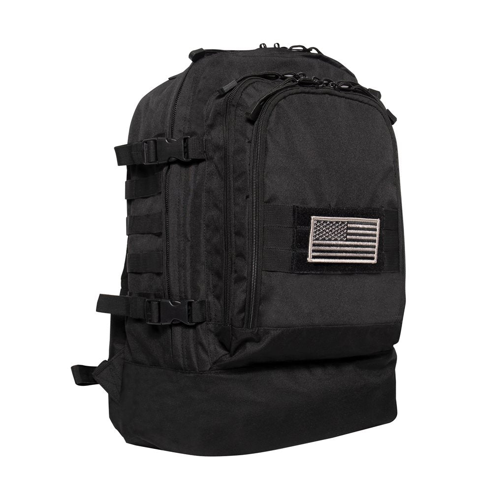 Mochila SKIRMISH Assault 3 días negra con sistema de espalda cómodo, correas de compresión y tres compartimentos