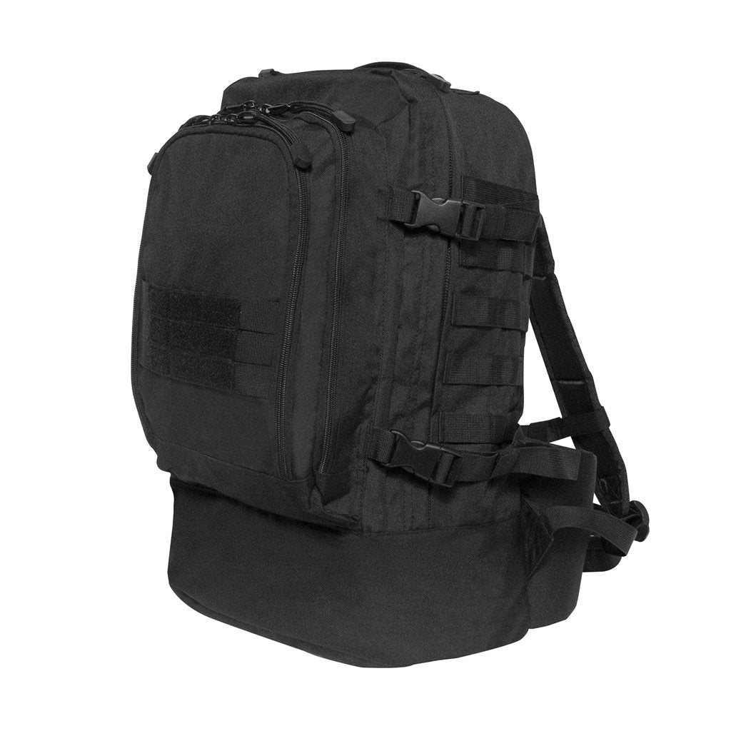 Mochila SKIRMISH Assault 3 días negra con sistema de espalda cómodo, correas de compresión y tres compartimentos