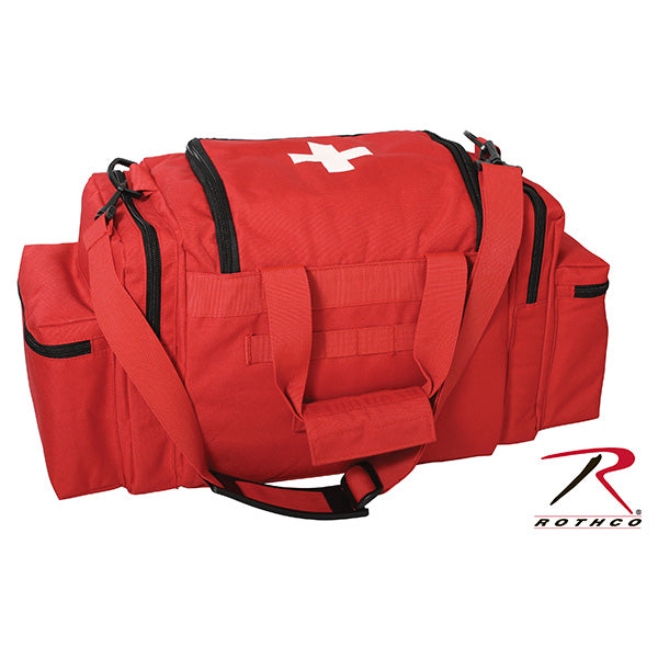 Bolsa EMT roja con cruz blanca en el bolsillo superior