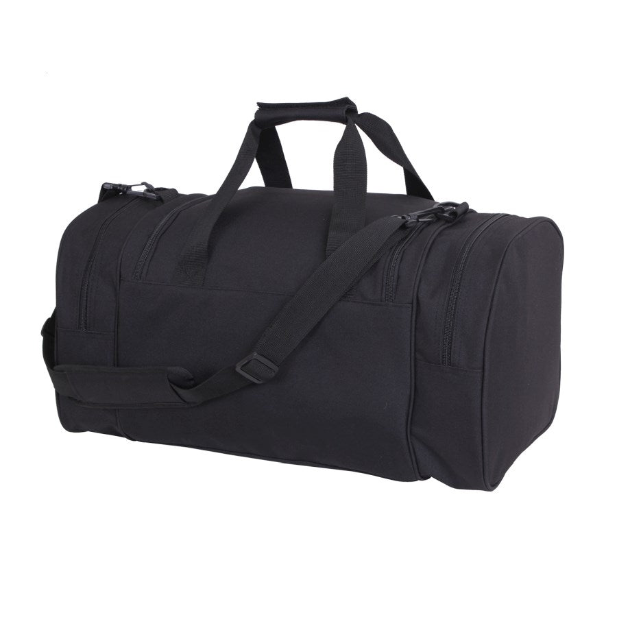 Bolsa deportiva Duffle Carry negra, se puede llevar en mano o al hombro con correa desmontable