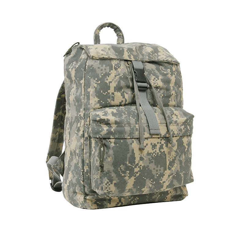 Mochila negra de día en algodón resistente con bolsillo exterior
